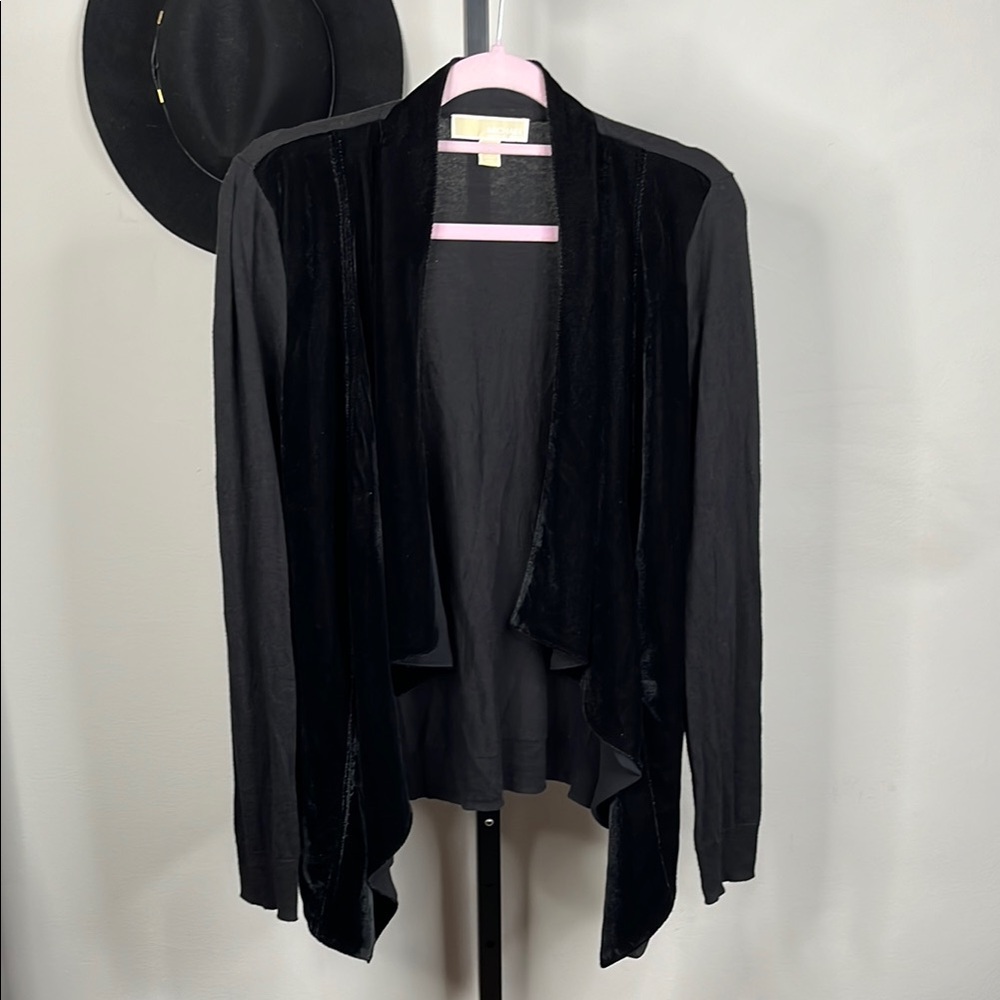 Michael Kors Black Draped Open Front Jacket
